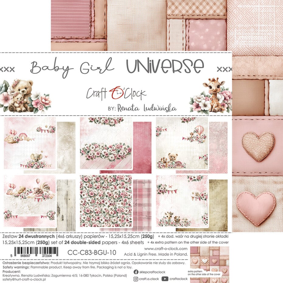 NYHET! Craft O'clock -Baby Girl Universe -  6x6 Inch Paper Set (CC-C83-BGU-10)