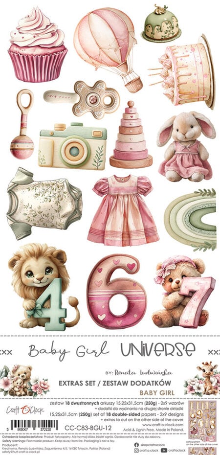 NYHET! Craft O'clock -Baby Girl Universe Extras Set Baby Girl (CC-C83-BGU-12)