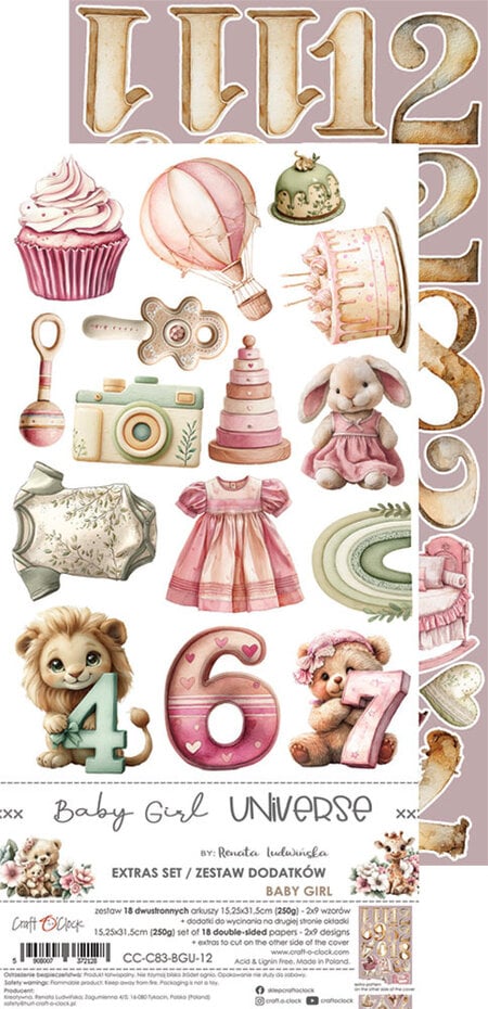 NYHET! Craft O'clock -Baby Girl Universe Extras Set Baby Girl (CC-C83-BGU-12)