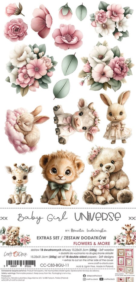 NYHET! Craft O'clock -Baby Girl Universe Extras Set Flowers & More (CC-C83-BGU-11)