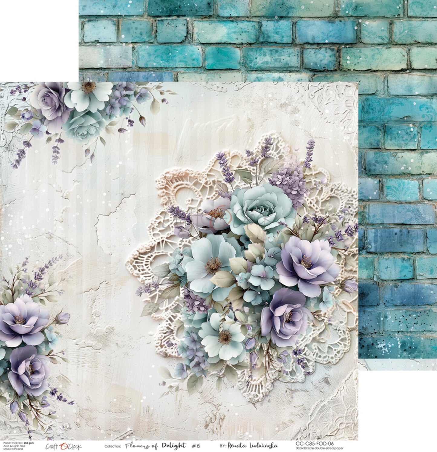 NYHET! Craft O'clock Flowers of Delight 6x6 Inch Paper Set by Renata Ludwinska
