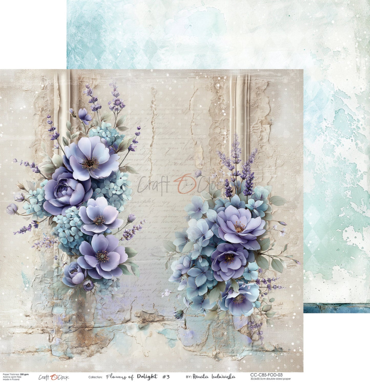 NYHET! Craft O'clock Flowers of Delight 6x6 Inch Paper Set by Renata Ludwinska