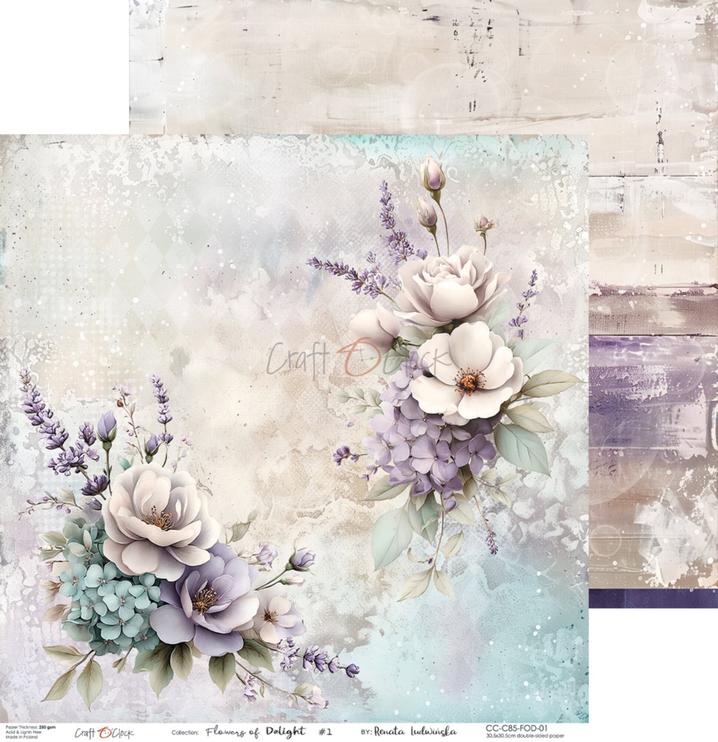 NYHET! Craft O'clock Flowers of Delight 6x6 Inch Paper Set by Renata Ludwinska