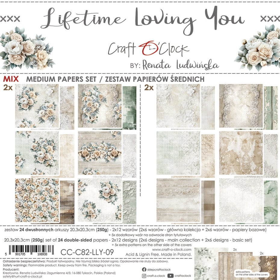 NYHET! Craft O'clock - Lifetime Loving You 8x8 Inch Medium Paper Set (CC-C82-LLY-09)