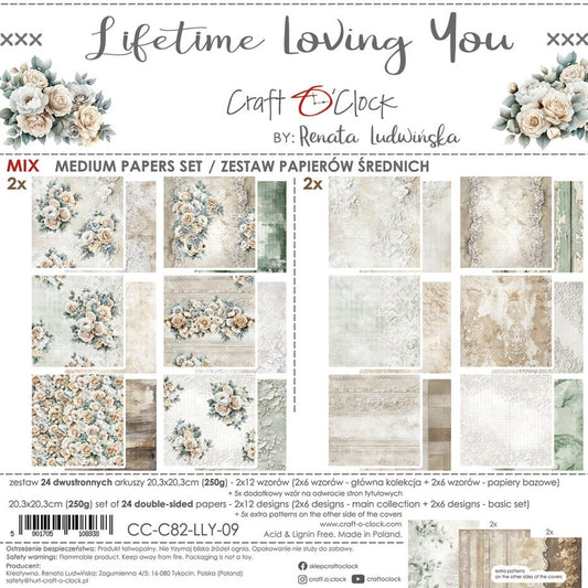NYHET! Craft O'clock - Lifetime Loving You 8x8 Inch Medium Paper Set (CC-C82-LLY-09)