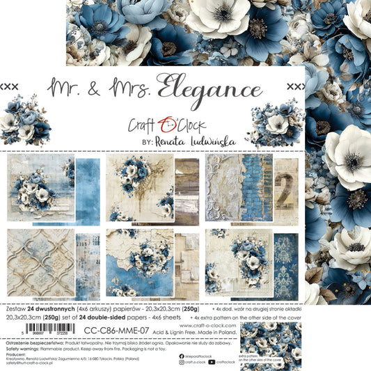 NYHET! Craft O'clock Mr. & Mrs. Elegance 8x8 Inch Paper Set by Renata Ludwinska