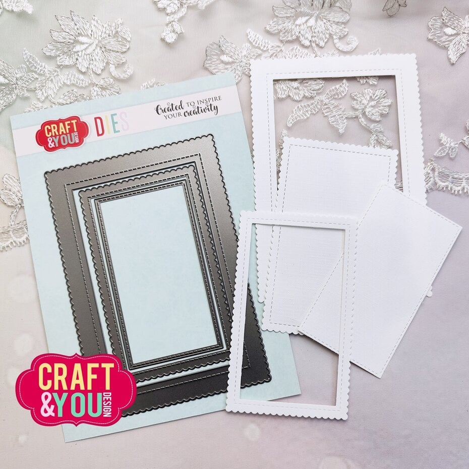 Craft & You scallop fotorammedies - Biscuit Photo Frame Set Dies (CW330)