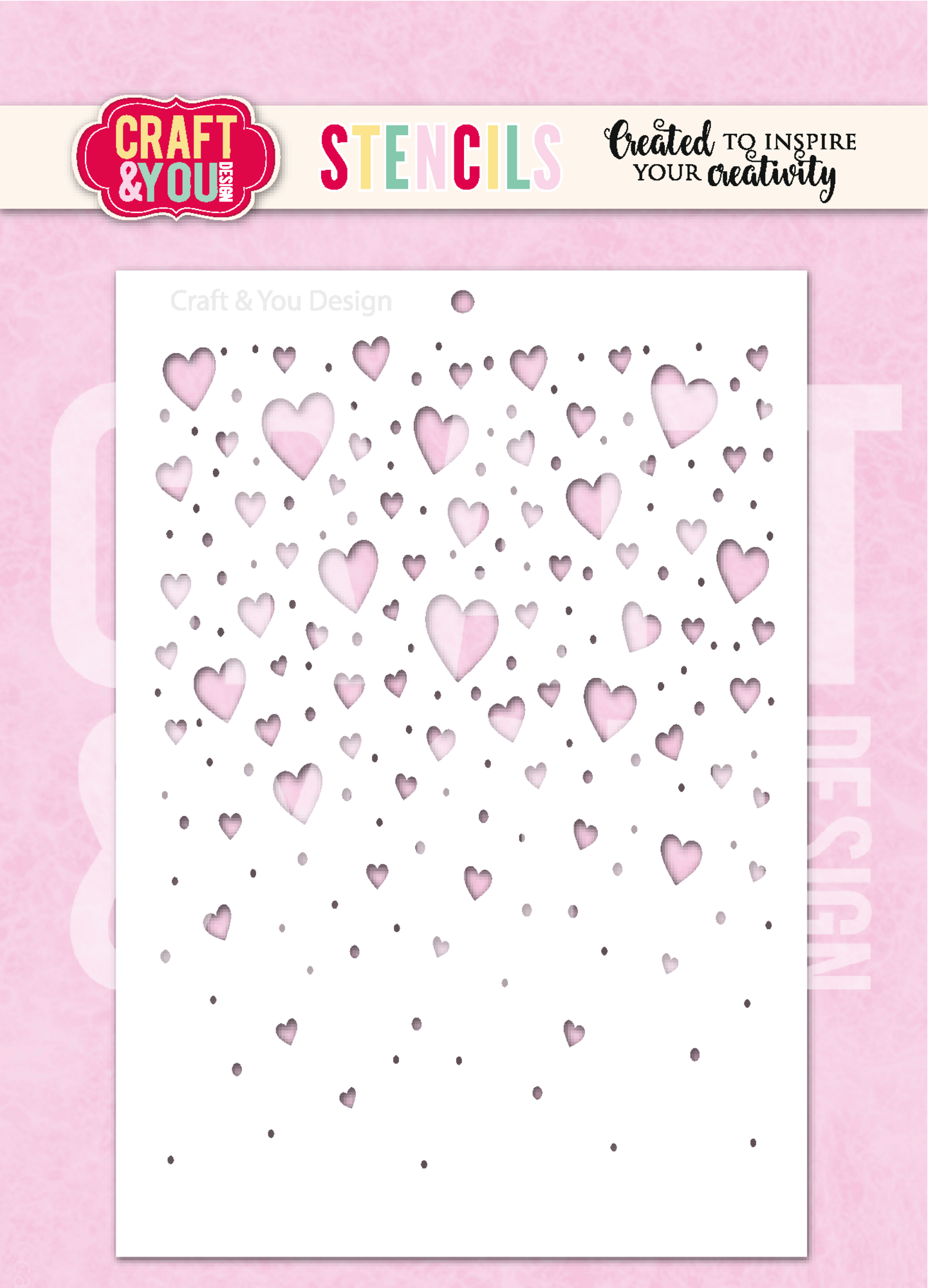 Craft & You - Floating Hearts A6 Stencil
