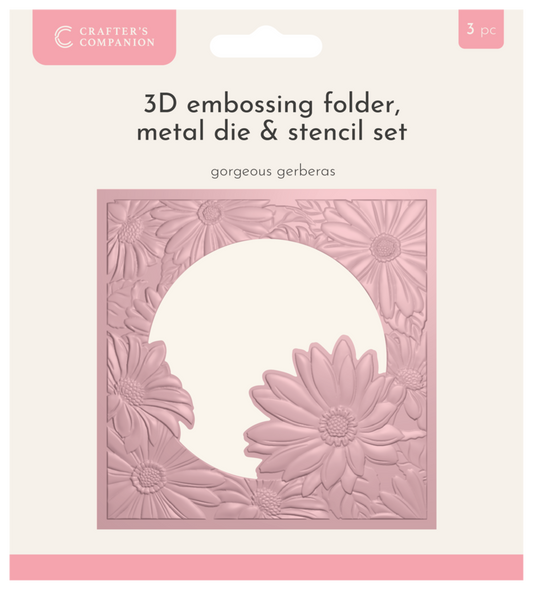 Crafters companion - 3D Emboss Macro Aperture Folders Gorgeous Gerberas (CC-3DEF5.5-MD-STEN-GOGE)