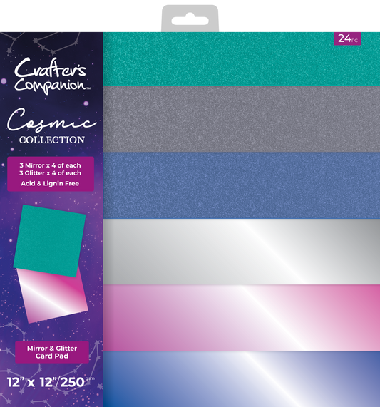 Crafter's Companion Cosmic Collection 12x12 Inch Mirror & Glitter Card Pad Cosmic