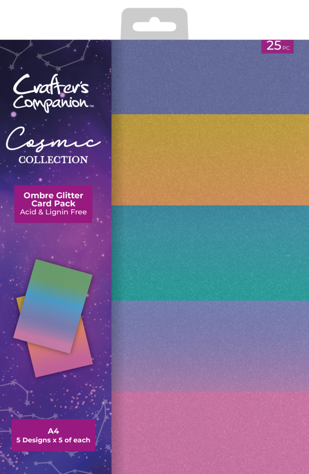 Crafter's Companion Cosmic Collection A4 Ombre Glitter Card Pack