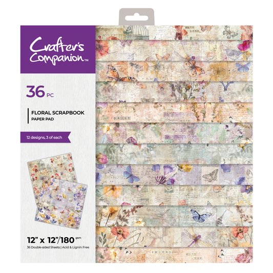 Crafters Companion Floral Scrapbook  12x12 inch paper pad