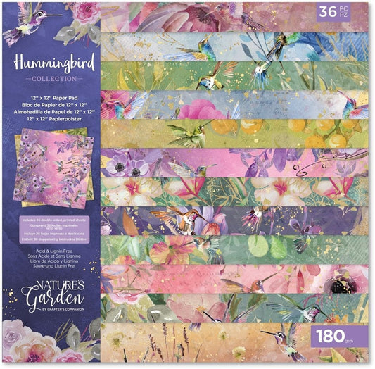 Crafters Companion - Hummingbird 12x12 Inch Paper Pad (NG-HB-PAD6)