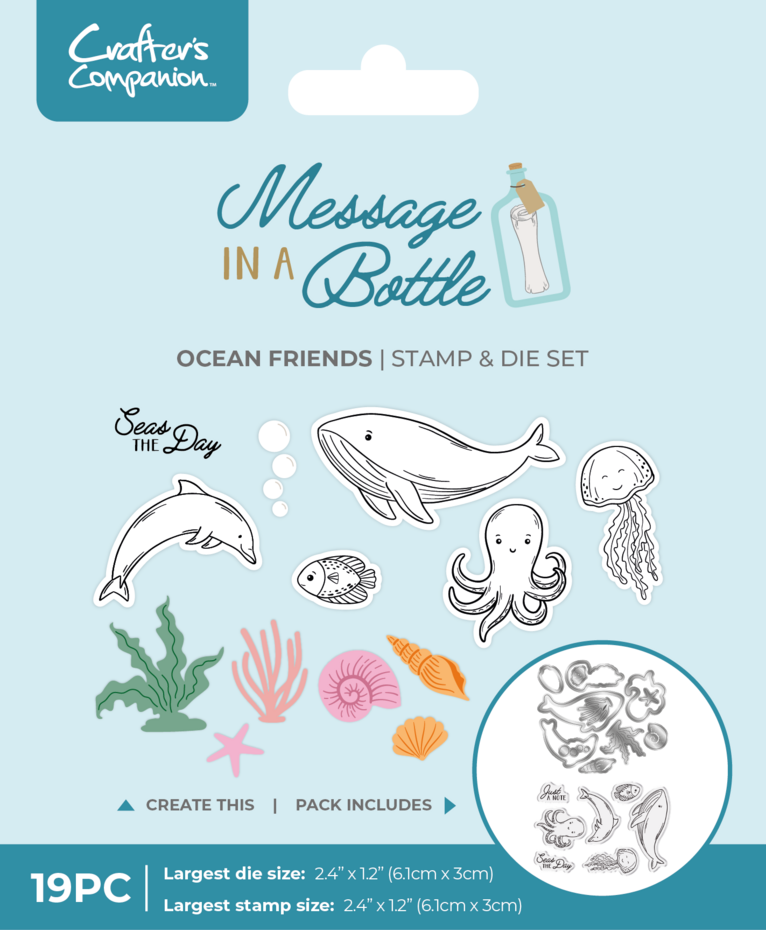 Crafter's Companion Message in a bottle Stamp & Die Ocean Friends
