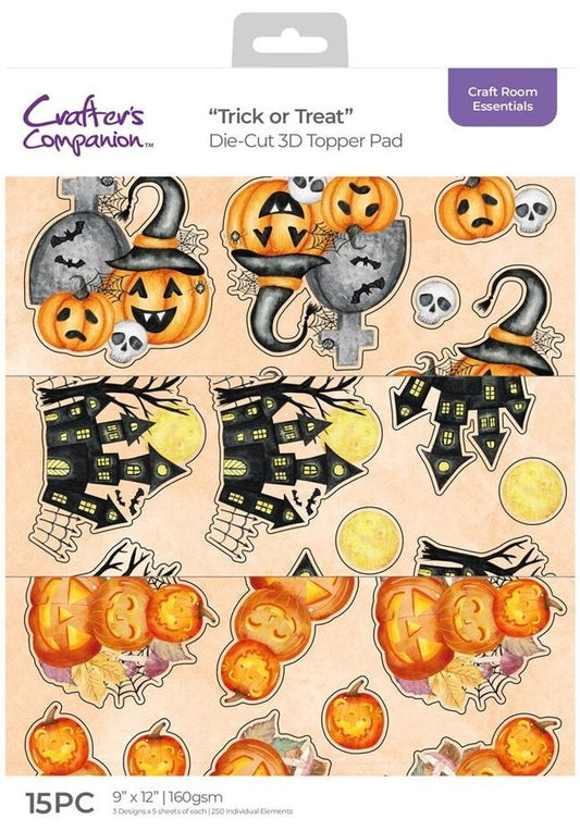 Diecut 3d topper pad  - arkpakke med 3d-motiver -  Trick or Treat 9x12 Inch 3D Topper Pad (CC-CRE-DTPAD9-TRT)