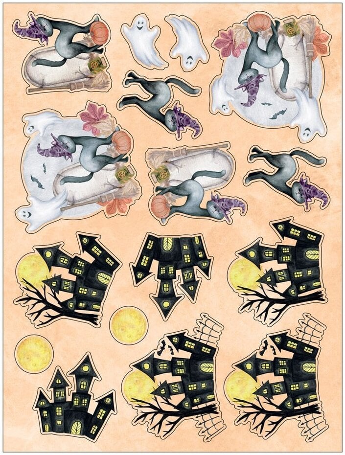Diecut 3d topper pad  - arkpakke med 3d-motiver -  Trick or Treat 9x12 Inch 3D Topper Pad (CC-CRE-DTPAD9-TRT)