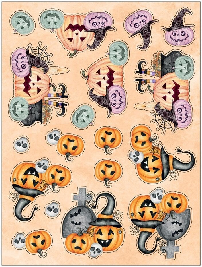 Diecut 3d topper pad  - arkpakke med 3d-motiver -  Trick or Treat 9x12 Inch 3D Topper Pad (CC-CRE-DTPAD9-TRT)