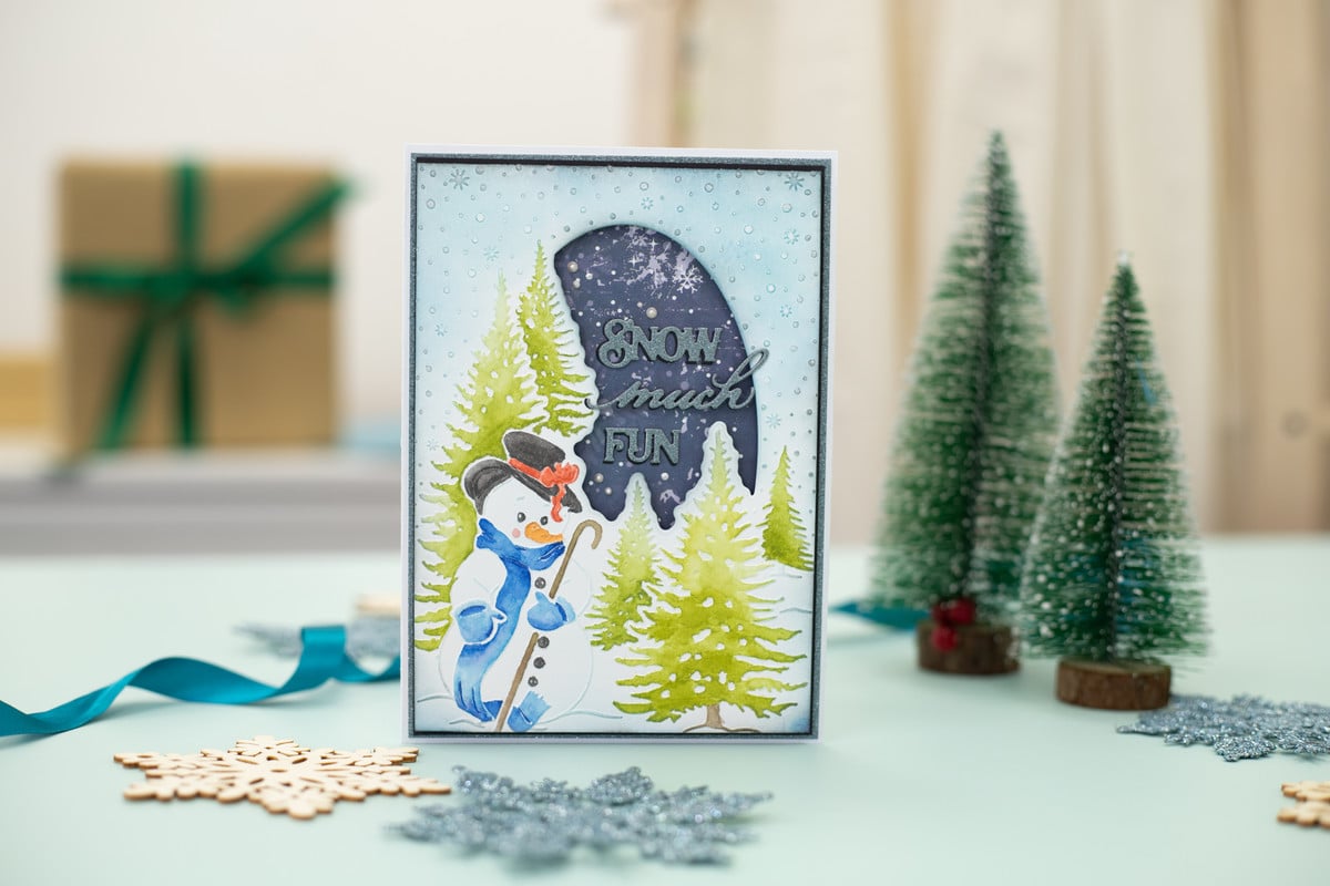 Vintage Snowman Cut and Emboss - Folder Wintry Scene (VINSN-CEF5-WISCEN)