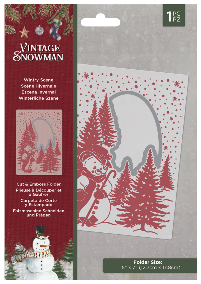 Vintage Snowman Cut and Emboss - Folder Wintry Scene (VINSN-CEF5-WISCEN)