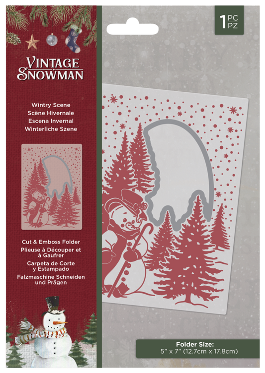 Vintage Snowman Cut and Emboss - Folder Wintry Scene (VINSN-CEF5-WISCEN)