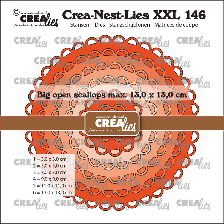 Crealies dies - Big open scalloped circles / stor sirkel med bølge/ blondekant - CLNestXXL1466