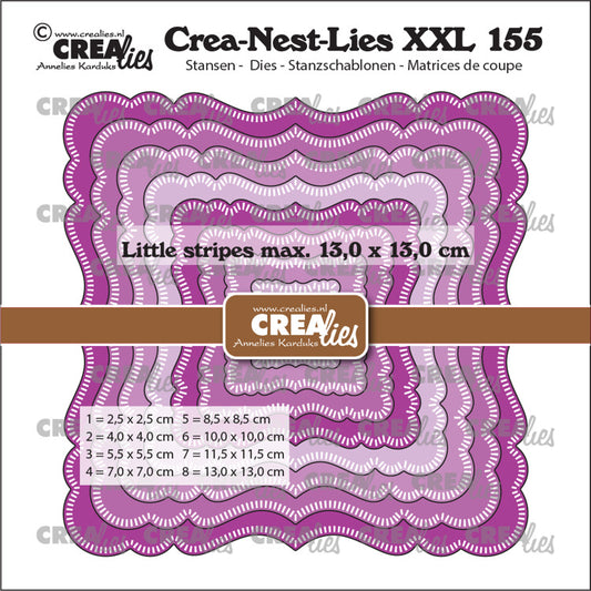 Crealies dies - fantasi firkant med stiplet linje / Fantasy square with little stripes - CLNestXXL155