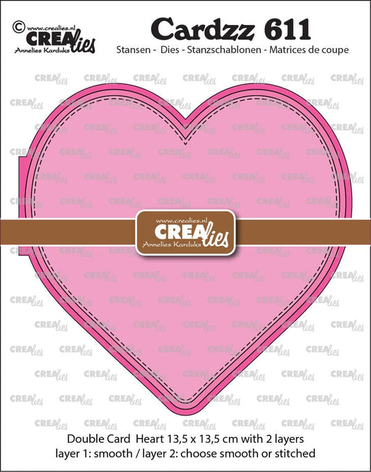 Crealies - Cardzz Dies No. 611 Double Card Heart (CLCZ611)