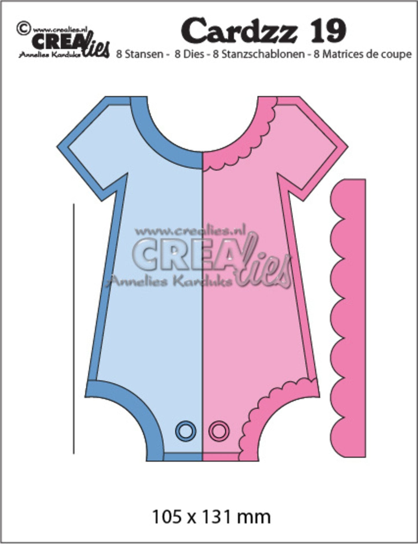 Crealies dies - Baby Body m/tilbehør  - Cardzz Stansen No. 19 Romper