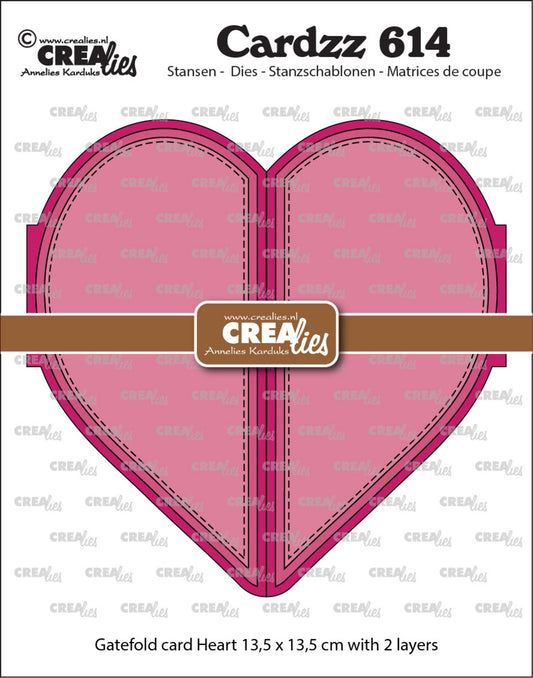 Crealies die gatefold hjerte/ Cardzz Stansen No. 614 Gatefold Card Hart (CLCZ614)
