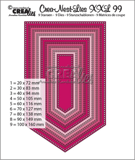 Crealies vimpel dies - Crea-Nest-Lies XXL Stansen No. 99 banner with small circles