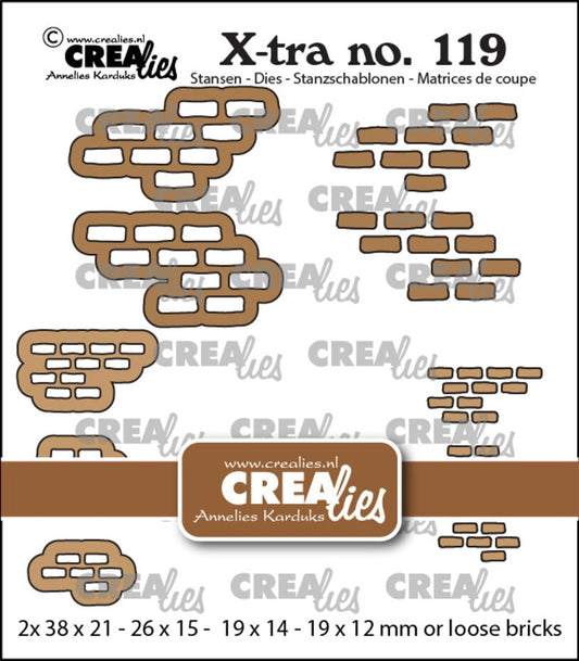 Crealies - murstein og bakgrunn dies - CLXtra119