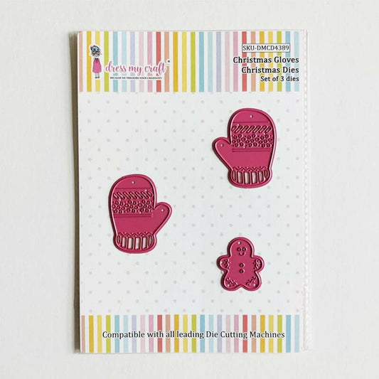 TILBUD!  Dress My Craft - Christmas Gloves Cutting Die - Votter og pepperkake/ kakemann die mini