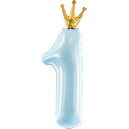Folie ballong tall 1 m/ gull krone , blå , 12x35.5inch