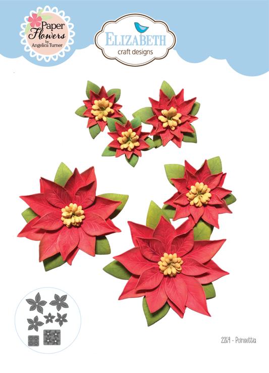 Elizabeth Craft designs Festive holly die poinsettia
