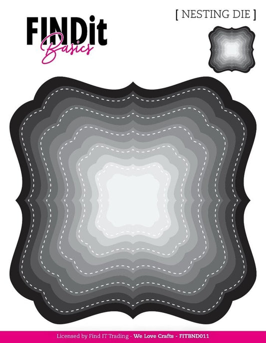 FINDit basics - Firkantet dies med dekorativ kant/ Nesting Dies Deco Squares