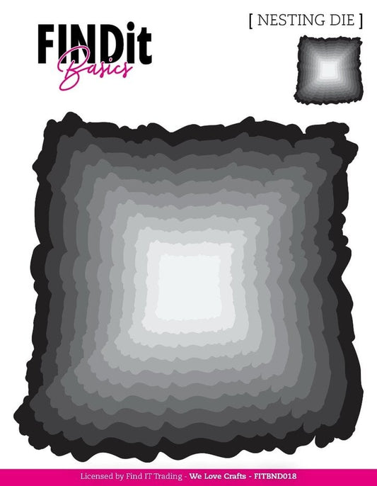 FINDit basics - Firkantet dies med røff kant/ Nesting Dies Rough Edge Square