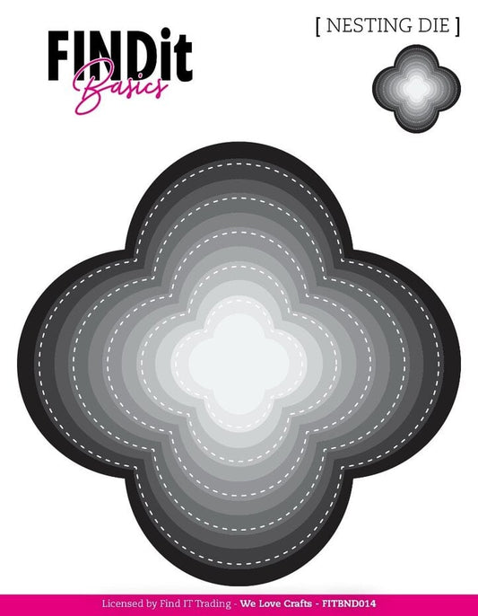 FINDit basics - dies med firkløver form/ Nesting Dies Stitched Quatrefoil