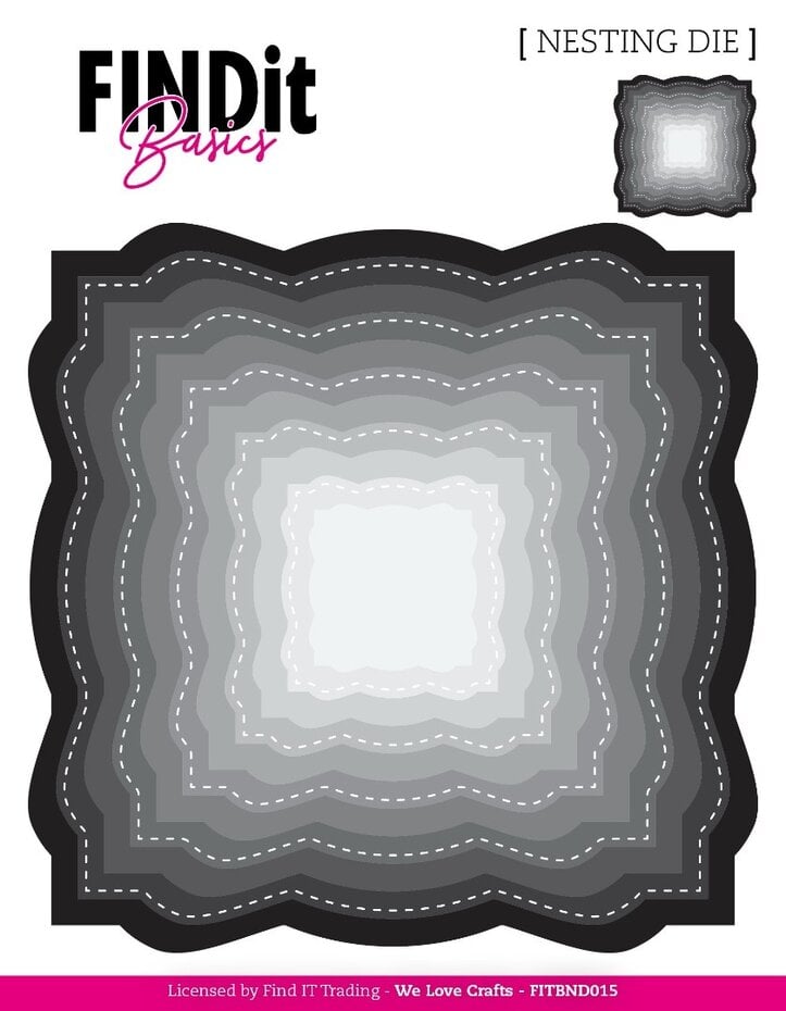 FINDit basics - Firkantet  dies med bølgekant/ Nesting Dies Wavey Squares