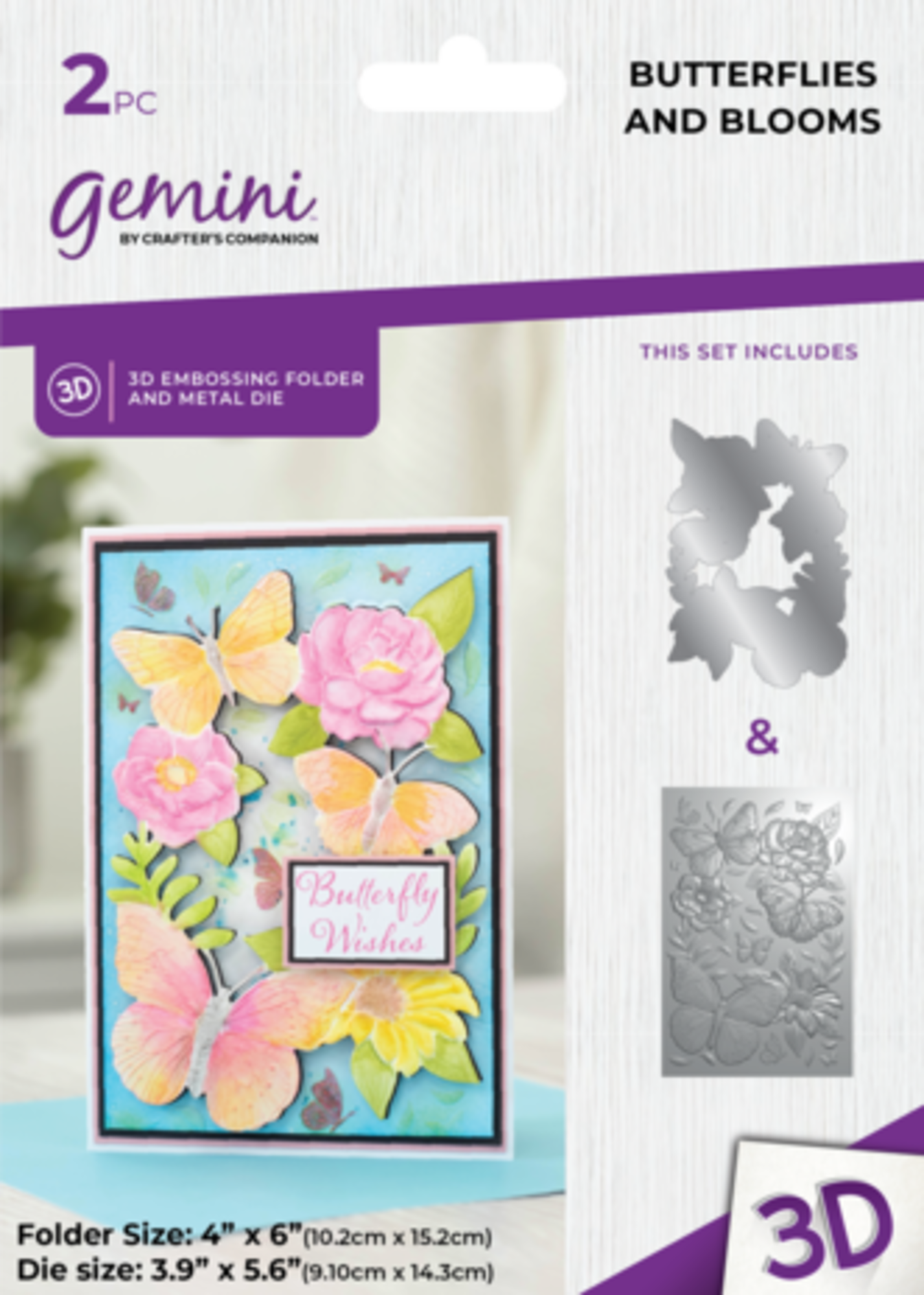 Gemini Butterflies and Blooms 3D Embossing Folder & Die (GEM-3DEF4-MD-BUBL)