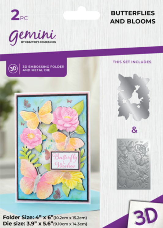 Gemini Butterflies and Blooms 3D Embossing Folder & Die (GEM-3DEF4-MD-BUBL)