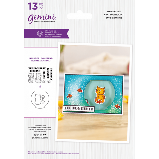 Gemini - Twirling Cat Stamp & Die (GEM-STD-TWIRLCT)