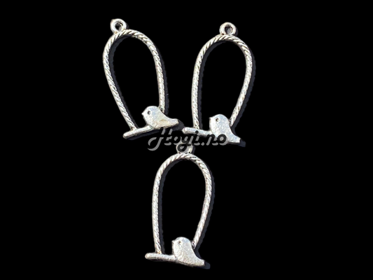 Charms - fugl sølvfarget metallcharms m/oppheng
