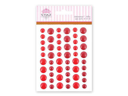 Staz dotter " flate halvperler ", røde . 54 stk.