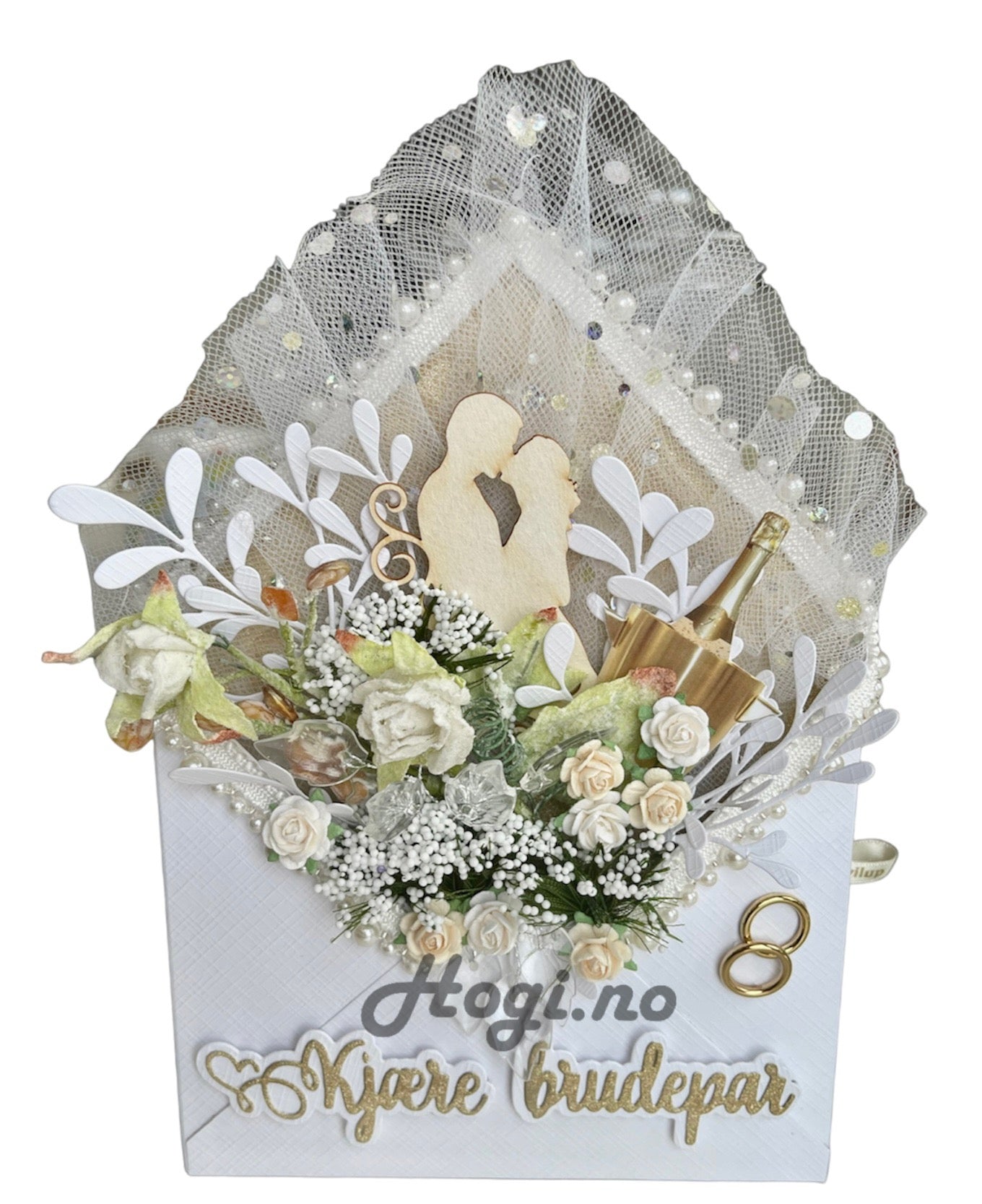 Tyll hvit med paljetter 15 cm