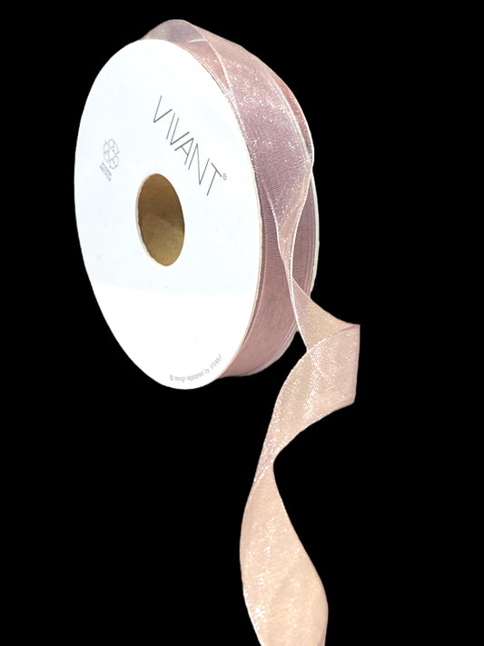 Organza bånd - transparent  - gammel / vintage lilla Old Purple 15mm