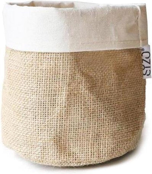 SIZO Jute Bag natur/hvit – 15x15cm