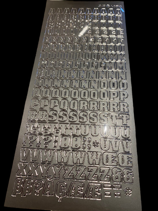 Klistremerke / stickers - Alfabet / bokstav - sølv -