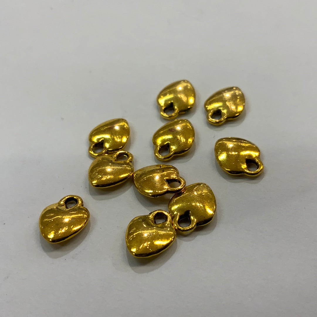 Charms - 3d hjerte - sølv / gull farget metall