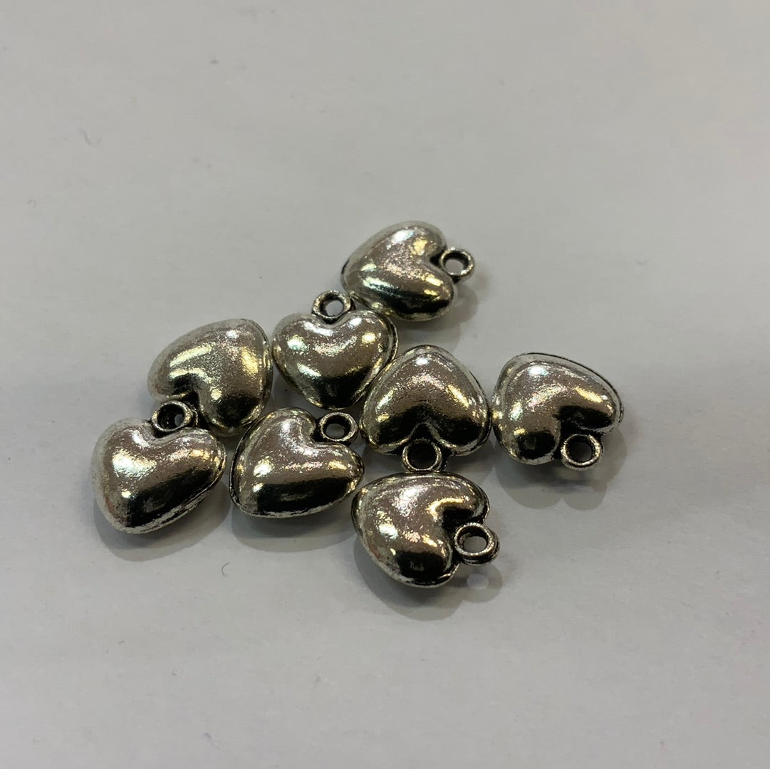 Charms - 3d hjerte - sølv / gull farget metall