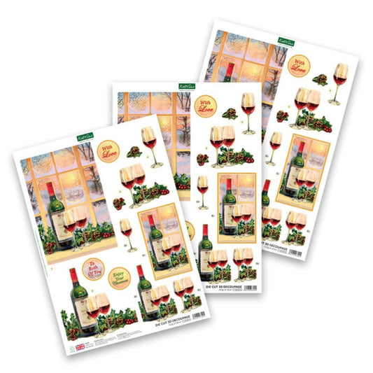 3D klippark - Holly & Wine 3D Die-Cut (3pcs)